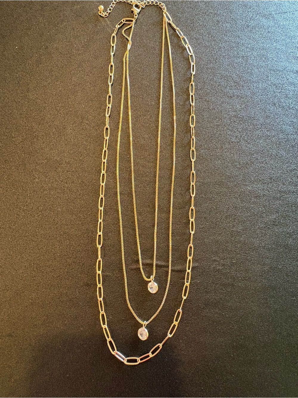 Gold-Tone Layered Pendant Necklace - Elegant Women's Jewelry